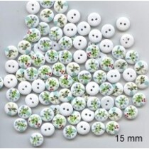 10 dekorative knapper 15 mm Tema: Blomster