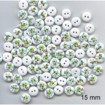 10 decorative buttons 15 mm Theme: Flowers