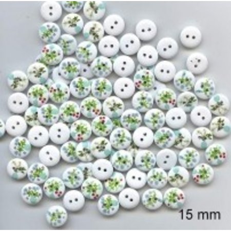 Embellishments / Verzierungen 10 decorative buttons 15 mm Theme: Flowers