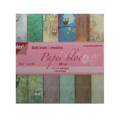 Joy!Crafts und JM Creation bloco de papel, 15x15cm, o mundo da coruja