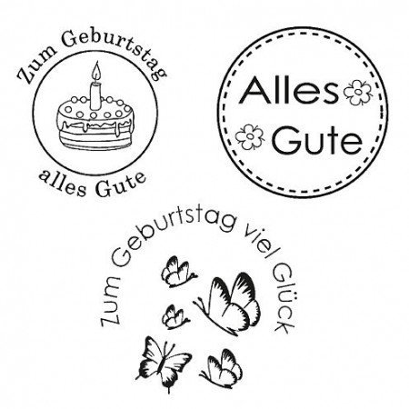 Stempel / Stamp: Transparent Clear Stamp, Happy, 3 - stykke, gjennomsiktig