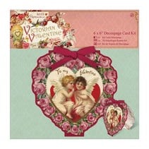 6 x 6 Decoupage kort Kit - Victorian Valentine