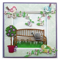Gaufrage et tapis de coupe, banc de jardin