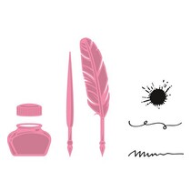 Embossing and cutting template + stamp, pen, pen and ink