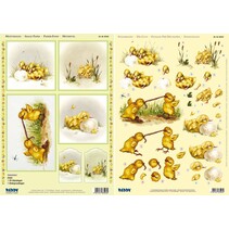 3D Stanzbogenset "chick", en mønster ark og en die cut ark, A4