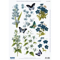 3D mueren bluebells la hoja de corte, genciana, iris, A4