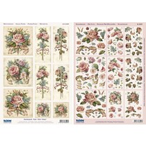 3D Stanzbogenset "Rose Antique" 1 Scene 1 bue og afskårne ark, A4