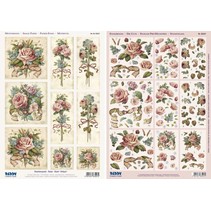 3D Stanzbogenset "Rose Antique" 1 Scene 1 bow and cut sheets, A4