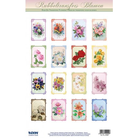 REDDY Rubbelbilder, 16 Blumensträuße für Minikärtchen  + 16 Minikärtchen