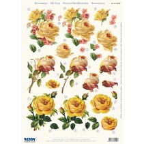 3D die cut sheet yellow roses, A4