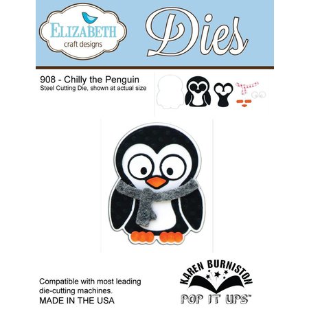 Elisabeth Craft Dies NOUVEAU: Coupage du métal meurt, Elizabeth Craft Designs, Chilly le pingouin par Karen Burnisto