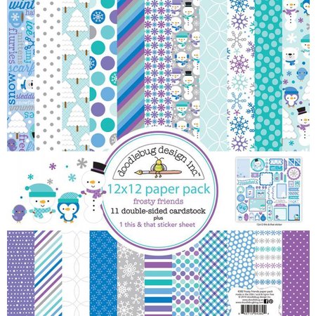 Designer Papier Scrapbooking: 30,5 x 30,5 cm Papier Designer de bloco, bloco de papel, Doodlebug - Frosty Amigos 30,5 x 30,5 centímetros