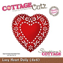 Stempelen en embossing stencil, Lacy Doily Hart (4x4), kleedje hart