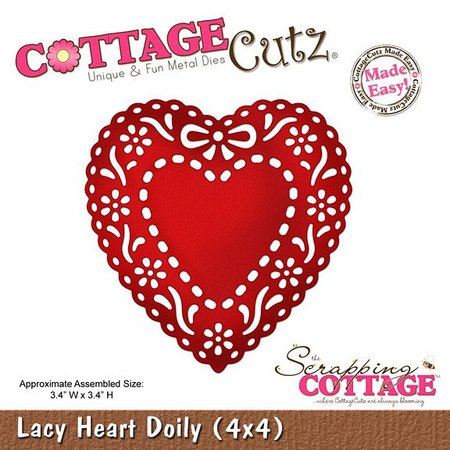 Cottage Cutz Stamping and embossing stencil, Lacy Doily Heart (4x4), doily heart