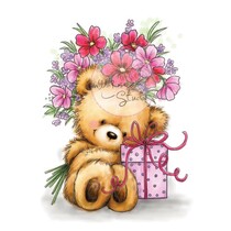 A7 Stamp Set Teddy met cadeau