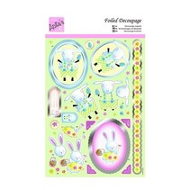 Die cut sheets with silver frame, Easter motives