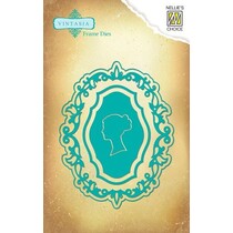 Vintasia gofrado y corte de plantilla, Multi-Patrones, Marco de la vendimia con la silueta del camafeo