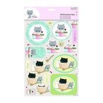 A4 Decoupage Pack - Pequeña Meow - Pasteles