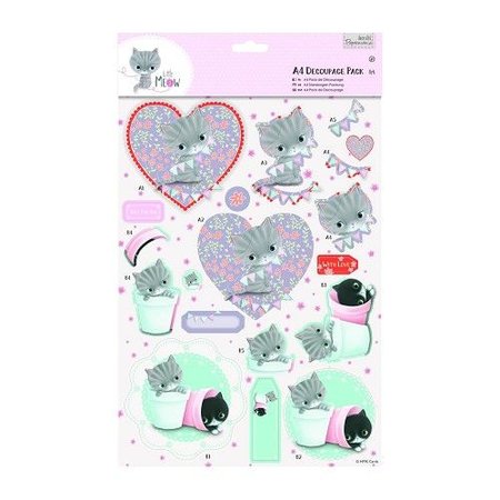 DECOUPAGE AND ACCESSOIRES A4 Decoupage Pack - Pouco Meow - Amigos