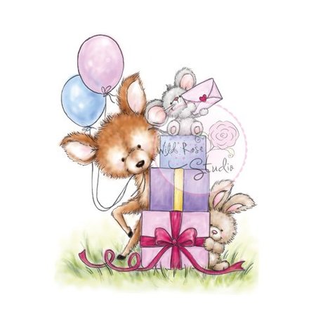 Wild Rose Studio`s A7 Stamp Set Mouse on Presents