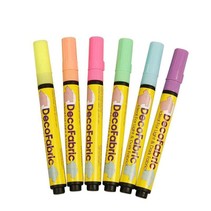Deco Stoffmalstifte - Sortiment , 3 Strichstärke, neonfarben, 6 sort.
