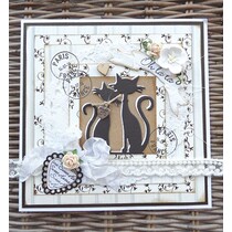 Corte e estampagem stencils Creatables, 2 cute cat + Stamp Texto