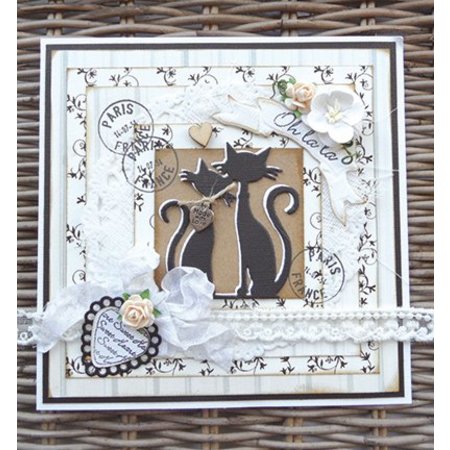 Marianne Design Corte y estampación plantillas Creatables, 2 lindo gato + Texto del sello
