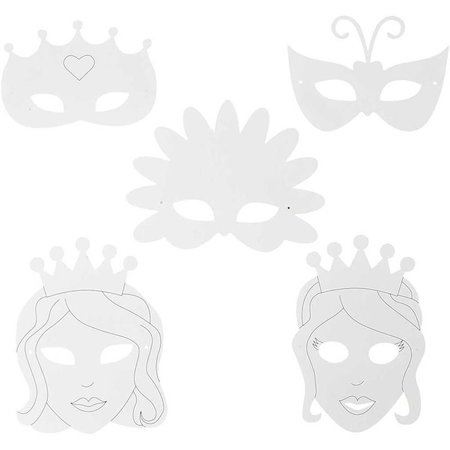 Kinder Bastelsets / Kids Craft Kits Bastelset: 16 Fairy Tale Maskers, H: 13,5-25 cm, 220 g + Sequin Mix, Maat 15-45 mm