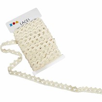 Crochet, B: 19 mm, cream, sold by the meter
