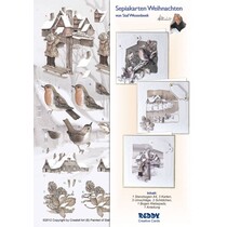 Bastelset Sepiakarten Weihnachten Staf Wesenbeek quadr. Briefkasten, Rotkehlchen
