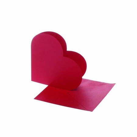 KARTEN und Zubehör / Cards Herzkarten und Umschläge , Kartengröße 12,5x12,5 cm, rot, 10 Karten in ein Set