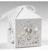 Dekoration Schachtel Gestalten / Boxe ... 12 Decorative Box, 5,3x5,3 cm, white, with heart