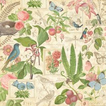 Designer papir "Botanisk Tea - Spring Duet", 30,5 x 30,5 cm