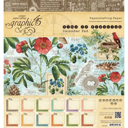 Graphic 45 Designers Block "Temps de se épanouir - Calendrier", 20 x 20 cm