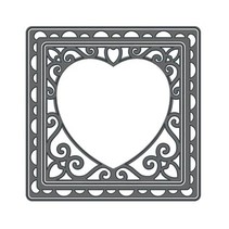 Tonic, stamping and embossing stencil, Square with heart, punch base, 2 template