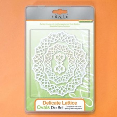 TONIC Tonic,Stanz-und Prägeschablone, Delicate latice, Oval Stanz, 5 Schablone