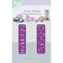 Stempelen en embossing stencil, serviesgoed