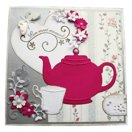 Joy!Crafts und JM Creation Stamping and embossing stencil, large teapot, cup