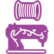 Stamping and embossing stencil, sewing machine and thread