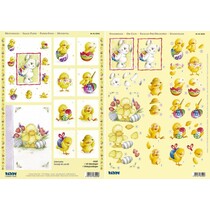 3D Stanzbogenset "conejito, pato y pollito", hoja 1 patrón y hojas sueltas 1 dado, A4