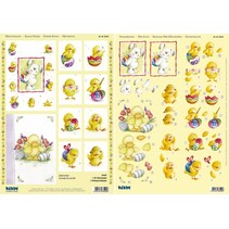 3D Stanzbogenset "bunny, duck and chick", 1 pattern sheet and 1 die cut sheet, A4