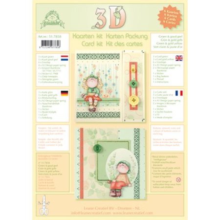 Leane Creatief - Lea'bilities Os cartões com envelopes - kit 3D do Bambinie - verde / ouro