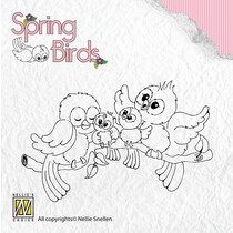 Timbri trasparenti, uccelli di primavera Happy Family