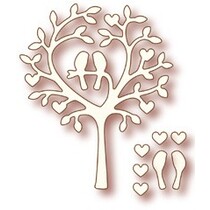 Wild Rose Studio`s stempling og prægning stencil "Love Bird Tree"