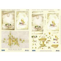 Feuille découpée et une 3D + 1 feuille avec des motifs de fond, motifs religieux / Communion - Confirmation