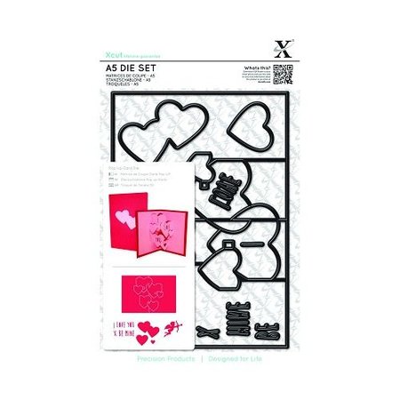 X-Cut / Docrafts X-cut, hulning skabelon, A5 Set (11pcs) - Pop Up Card Kærlighed