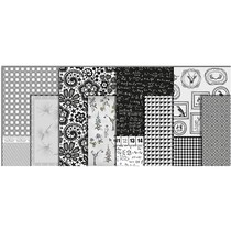 papier de découpage, assortiment noir et blanc, feuille 25x35 cm, 8 trier. Feuille