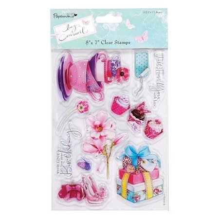 Stempel / Stamp: Transparent Transparent Stempel, Lucy Cromwell - Bunting, 10 Motive, Teacups und Blumen