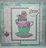 Stempel / Stamp: Transparent Transparent Stempel, Lucy Cromwell - Bunting, 10 Motive, Teacups und Blumen