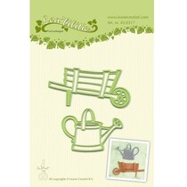 Ponsen - en embossing stencil, tuin kruiwagen en waterkan